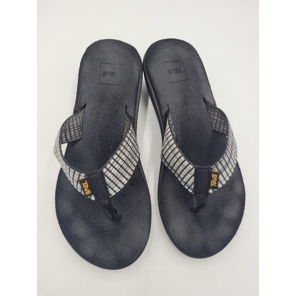 Teva Voya Wedge Thong Sandals Black and Gray 1019043 w size 8 - Picture 4 of 8